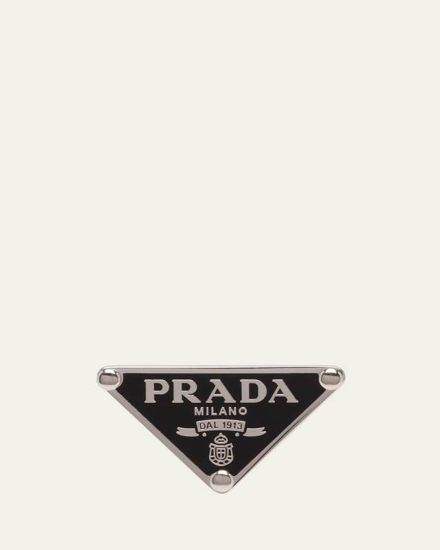 Enamel Triangle Logo Clip Earring, Left